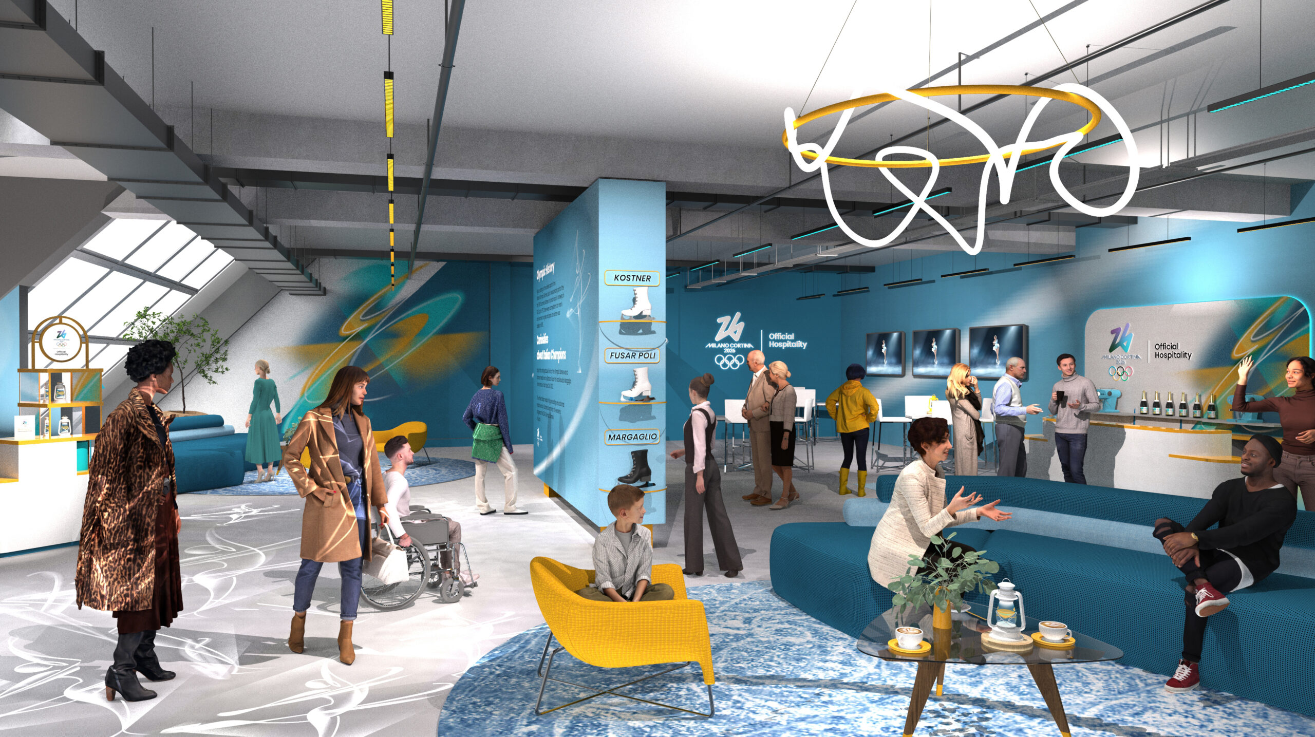 On Location plans to have Clubhouse lounges as part of its various hospitality packages in Milano, Cortina and Livigno during the 2026 Olympic and Paralympic Winter Games. Rending Courtesy On Location