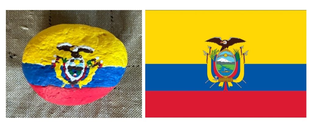 Ecuador flag in rock