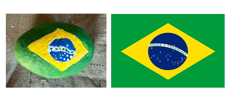 Brazil flag in rock